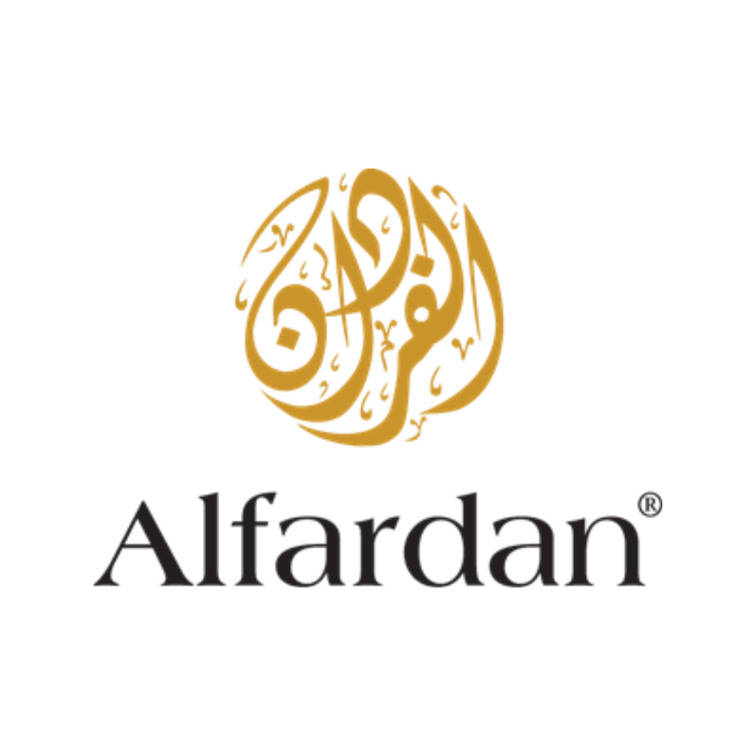 Al Fardan Logo In Golden and black colour written in Arabic and English language<br />
