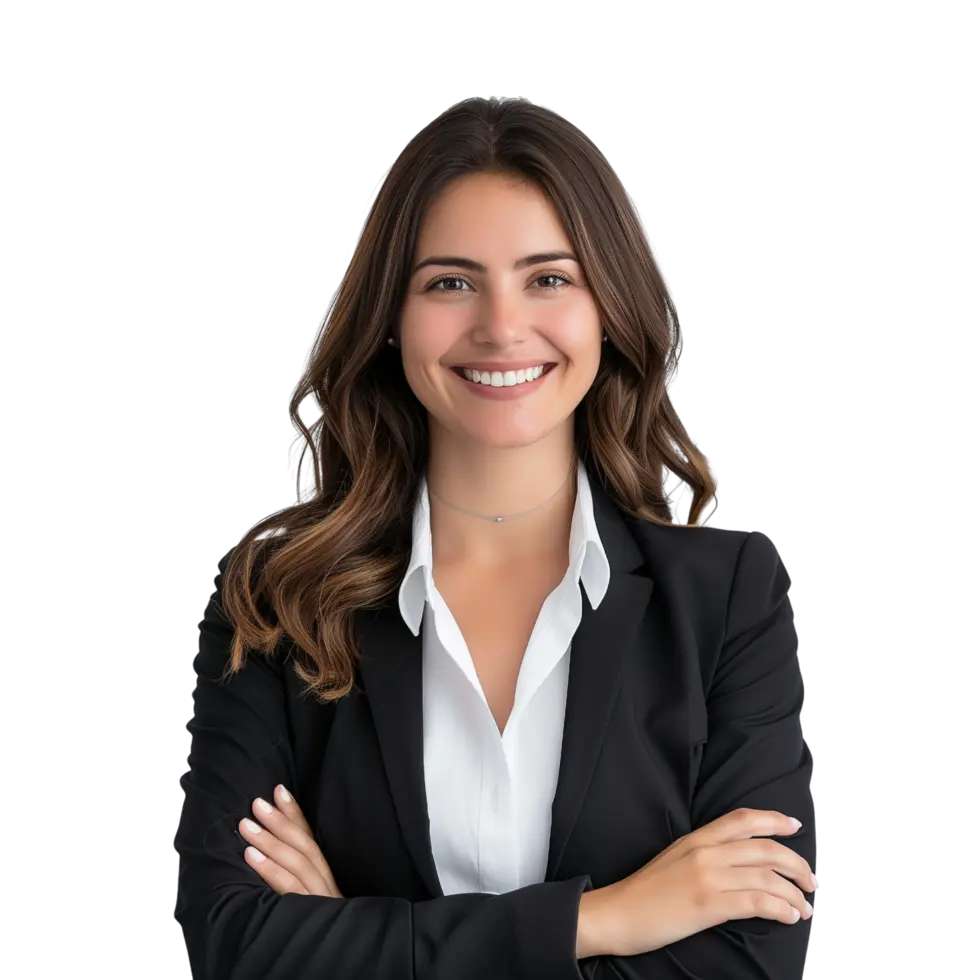 a-professional-and-confident-business-woman-smiling-isolated-on-a-transparent-background-free-png (1) professional business women wearing black suite and white shirt